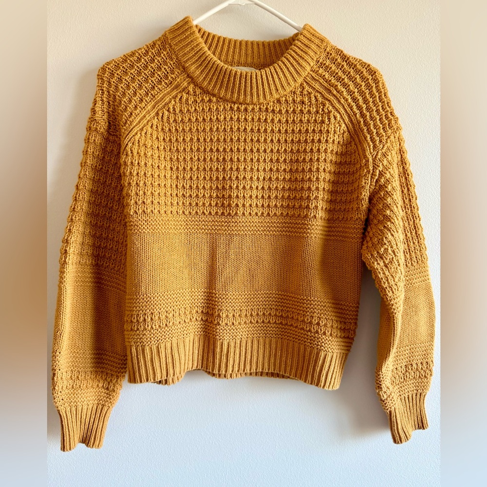 Universal Thread Yellow Cowl Neck Sweater with Textured Knit